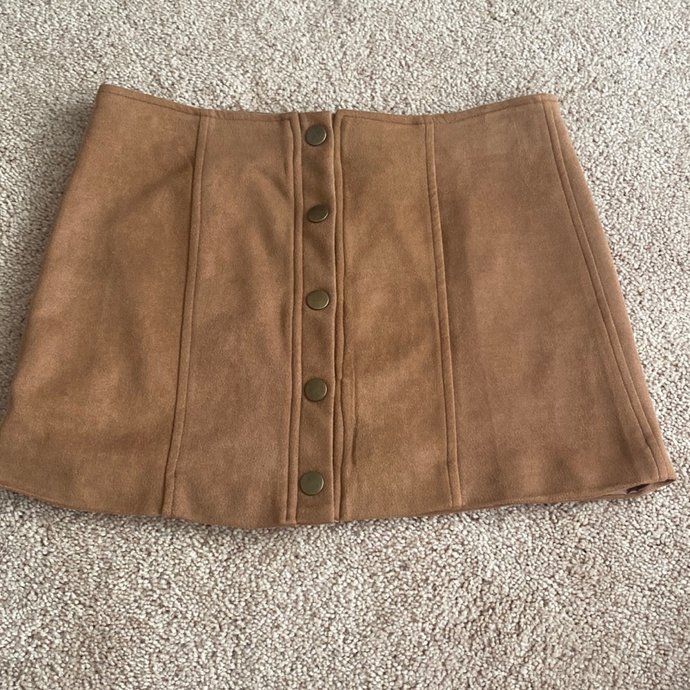 LF suede mini skirt button up